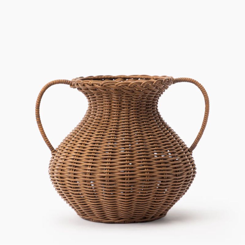 woven vase with handles