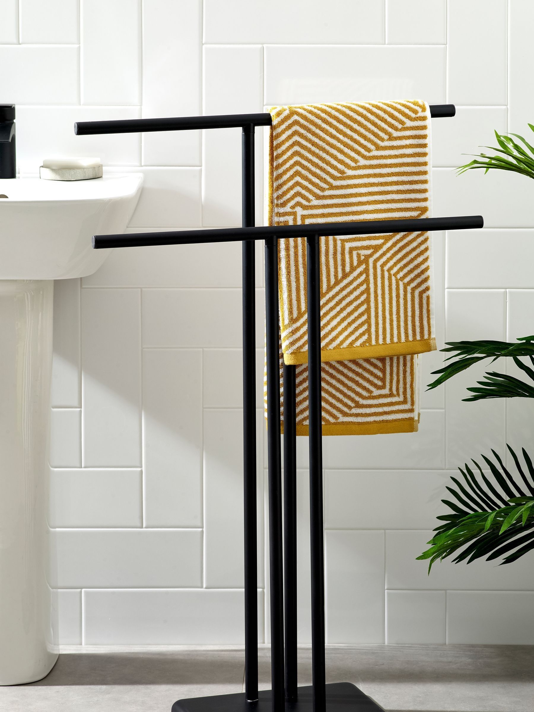 Black Double Freestanding Towel Rail