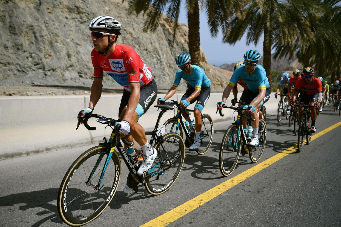 Alexey Lutsenko rides with his Astana teammates