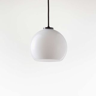 Arren Black Single Pendant Light with Milk Round Shade