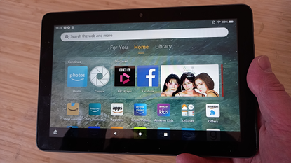 Amazon Fire HD 8 Plus 2022 review: Hand holding Amazon Fire HD 8 Plus tablet