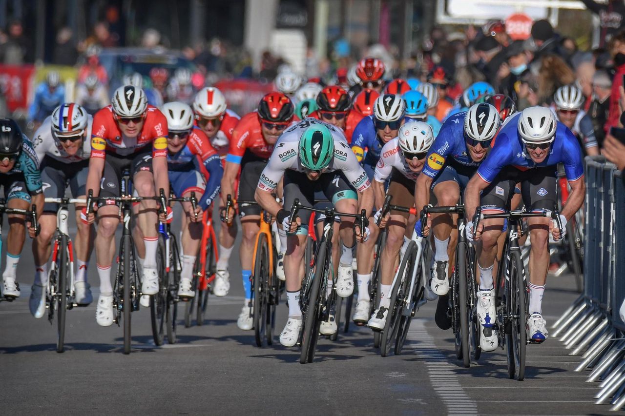 Tour de la Provence 2021 6th Edition 1st stage Aubagne SixFourslesPlages 1823 km 11022021 Davide Ballerini ITA Deceuninck QuickStep Arnaud Demare FRA Groupama FDJ Ide Schelling NED Bora Hansgrohe photo William Cannarella CVBettiniPhoto2021