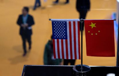 Chinese and U.S. flags