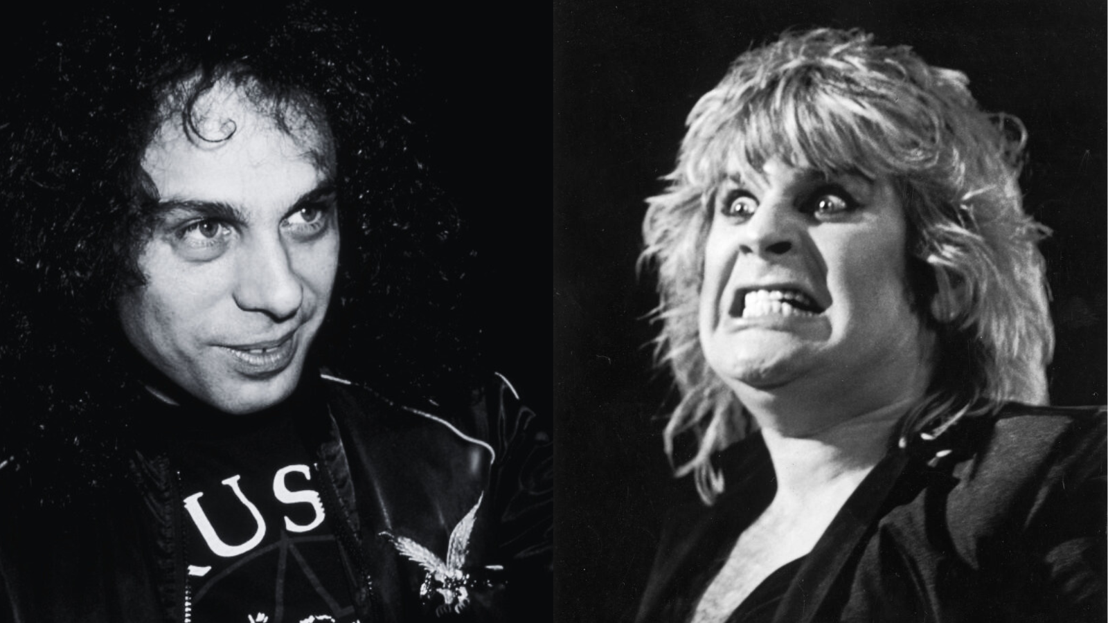 Composite picture showing Ronnie James Dio and Ozzy Osbourne