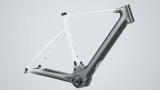 The Scott Solace Frame with white on the top half highlighting the comfort zone and a black lower half highlighting the stiffness zone
