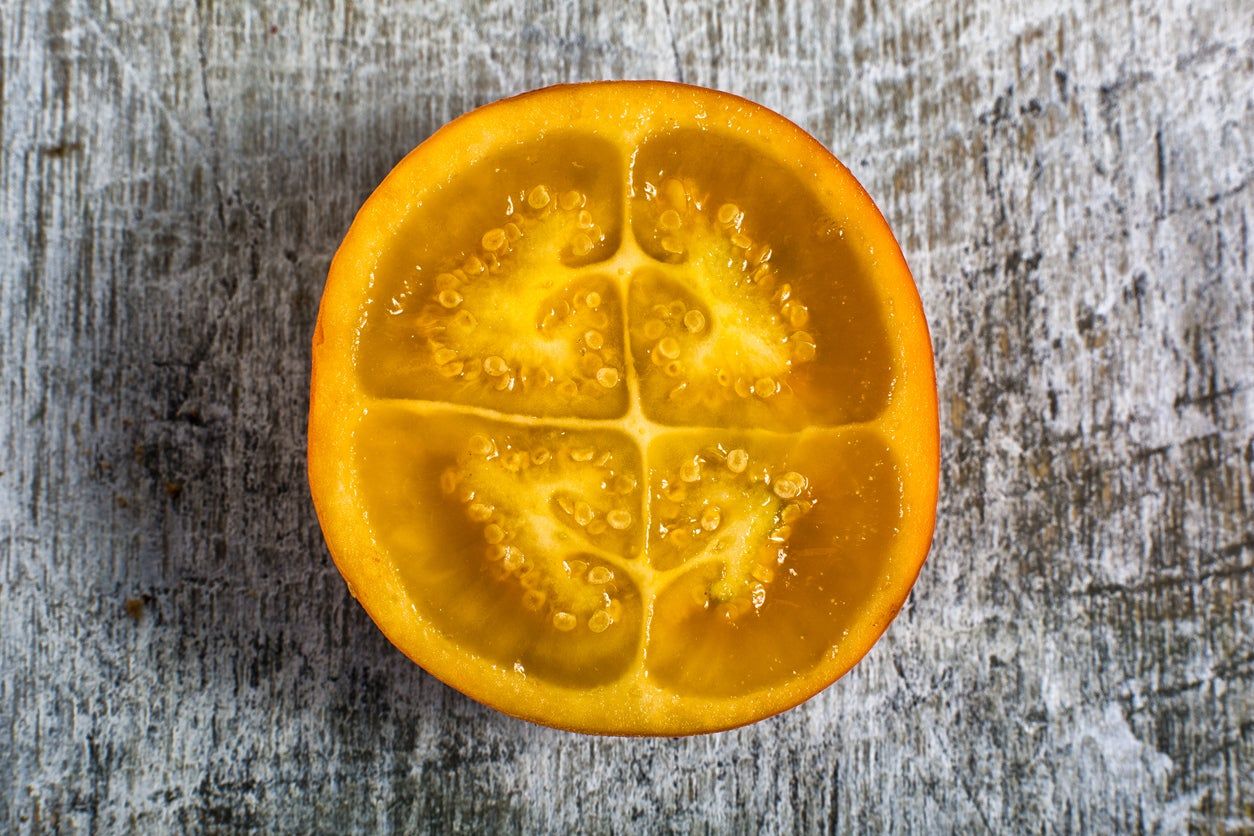 Sliced Open Naranjilla Fruit