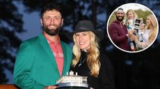 Jon Rahm and his wife celebrate the 2023 Masters victory