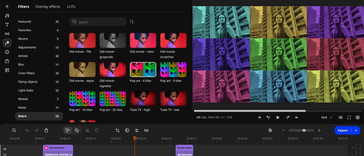 Screenshots of the Movavi Video Editor 2024 software