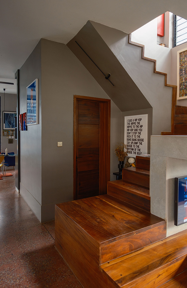 Compact House in Ghana, showing modern interiors and shades in a small but expansive-feeling space