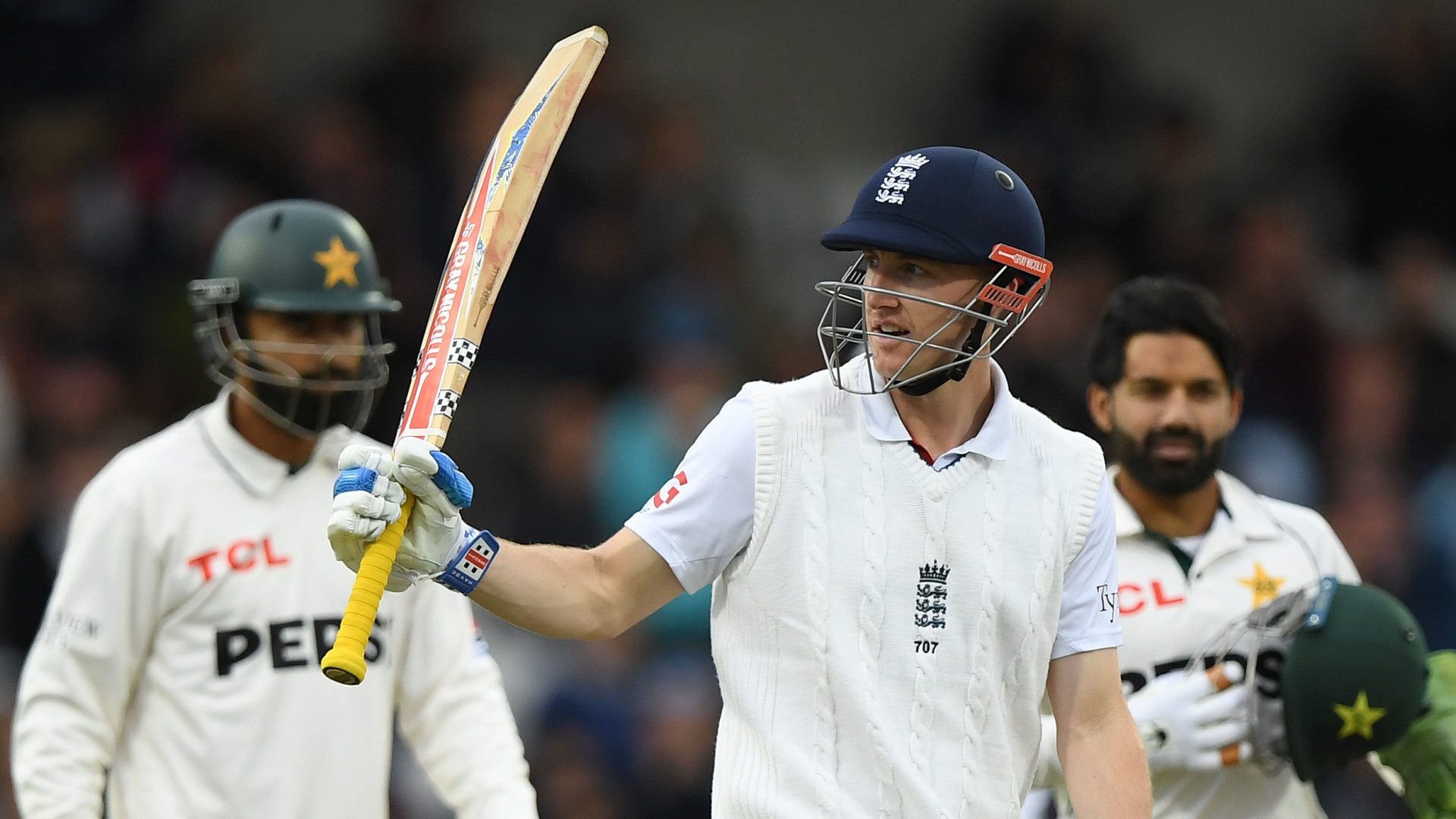 Harry Brook celebrating a half century during the 2026 England vs Pakistan 1st Test at Headingley