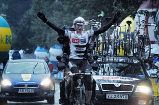 Jens Voigt (CSC Saxo-Bank) solos to victory on the Tour of Poland's sixth stage.