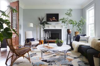 cool grey blue living room by BHDM Design