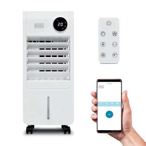 Black+decker Smart Digital Air Cooler, App &amp;amp; Remote Control, Weekly Programmable Timer, 3 Airflow Modes, Portable With 6l Water Tank, Bxac65014gb