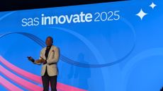 Reggie Townsend, VP, Data Ethics at SAS, onstage giving a talk at the media briefing of SAS Innovate 2025.