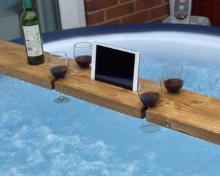 wooden board bar for hot tub from industrial woodwork