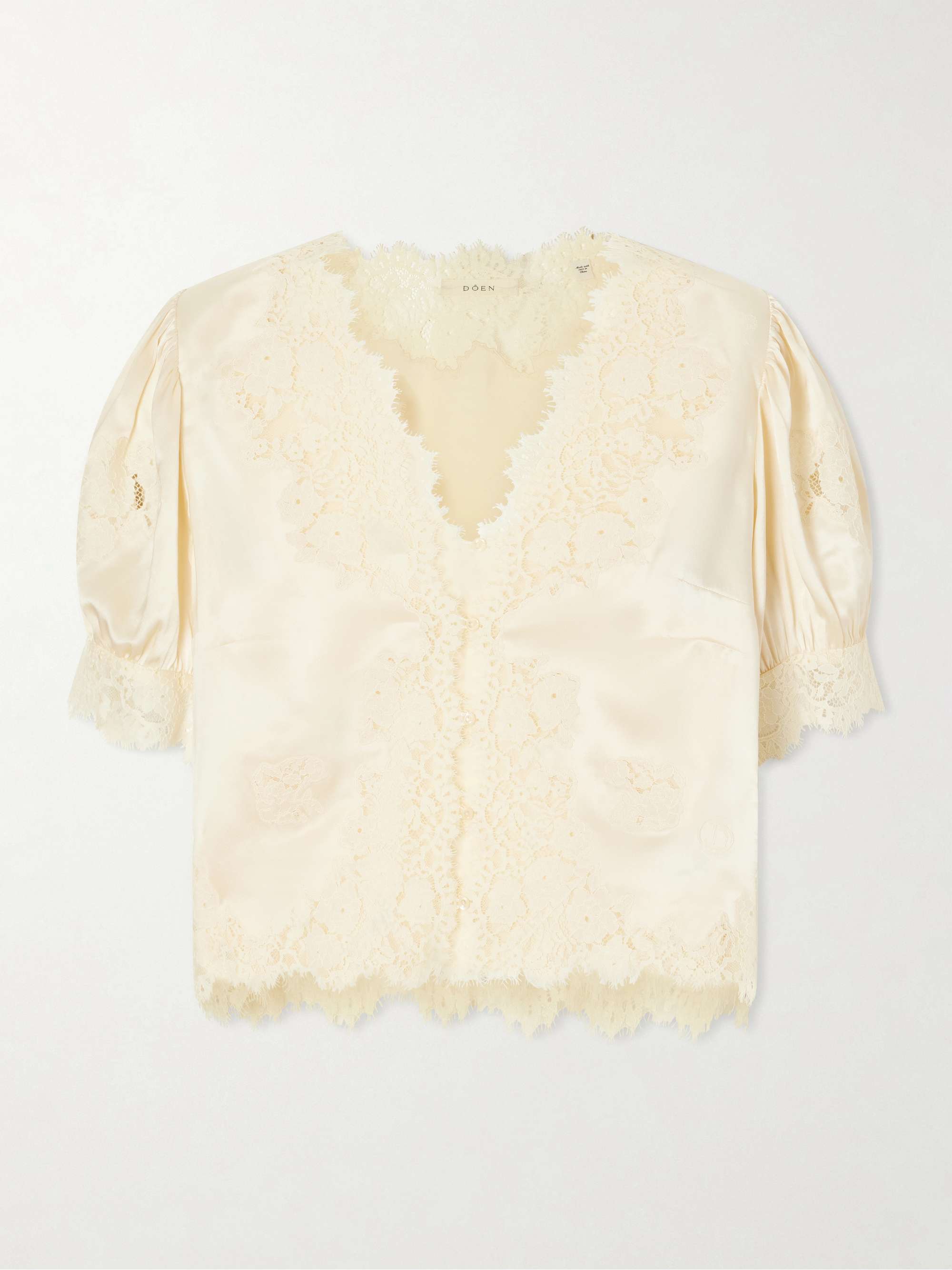 Idella Lace-Trimmed Silk-Satin Shirt