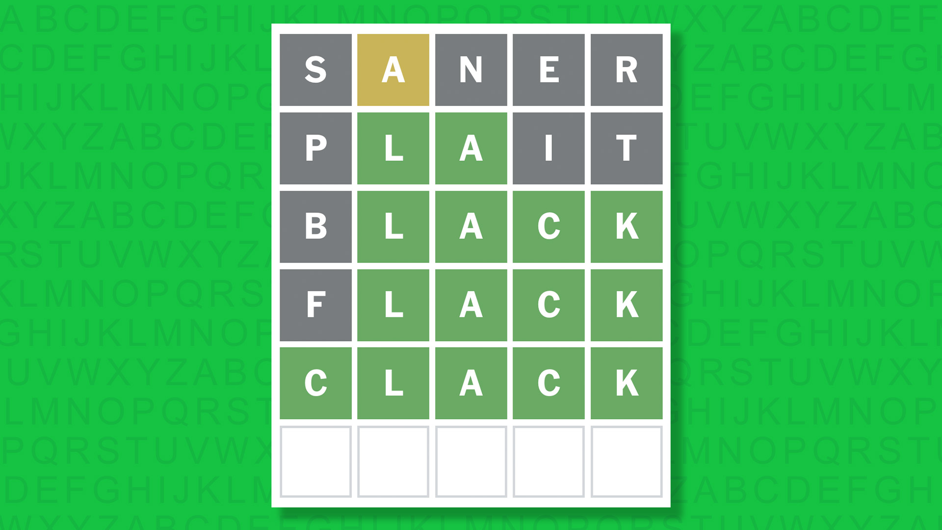 NYT Wordle answer for game 1849 on a green background