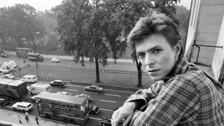David Bowie on a balcony at the Dorchester Hotel, London, October 20 1977