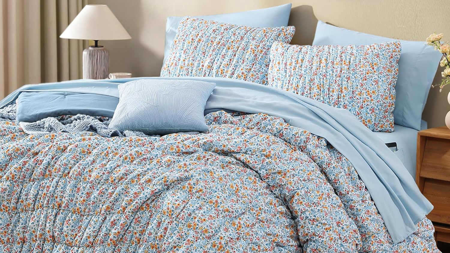 Bloomhaven Floral Bed Set in Blue at Amazon