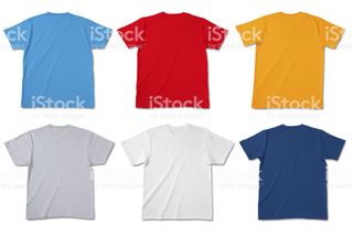 Six blank T-shirts in different colours