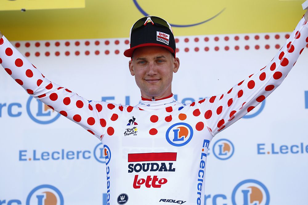 Tim Wellens (Lotto Soudal) in the mountain jersey at the Tour de France