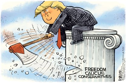 Political Cartoon U.S. Trump Freedom Caucus GOP Congress