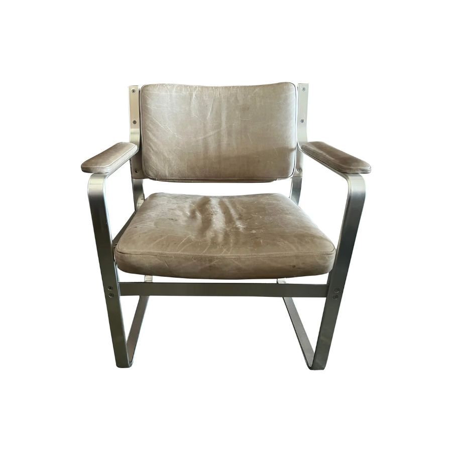 1970s leather and metal chair