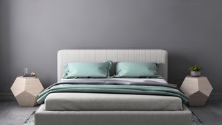 Memory foam mattress on a grey bed frame