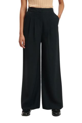 Black Wide Leg Tailored Trousers