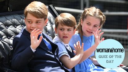  Prince George, Prince Louis and Princess Charlotte during Trooping the Colour on June 02, 2022 in London, England. The Platinum Jubilee of Elizabeth II is being celebrated from June 2 to June 5, 2022, in the UK and Commonwealth to mark the 70th anniversary of the accession of Queen Elizabeth II on 6 February 1952. Trooping The Colour, also known as The Queen's Birthday Parade, is a military ceremony performed by regiments of the British Army that has taken place since the mid-17th century. It marks the official birthday of the British Sovereign. This year, from June 2 to June 5, 2022, there is the added celebration of the Platinum Jubilee of Elizabeth II in the UK and Commonwealth to mark the 70th anniversary of her accession to the throne on 6 February 1952. (Photo by Karwai Tang/WireImage)