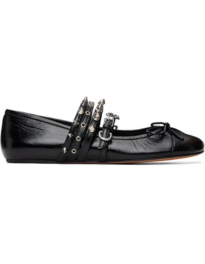 ABRA, Black Spike Ballerina Flats