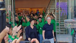 Tim Cook and Dierdre O'Brien at Apple BKC launch
