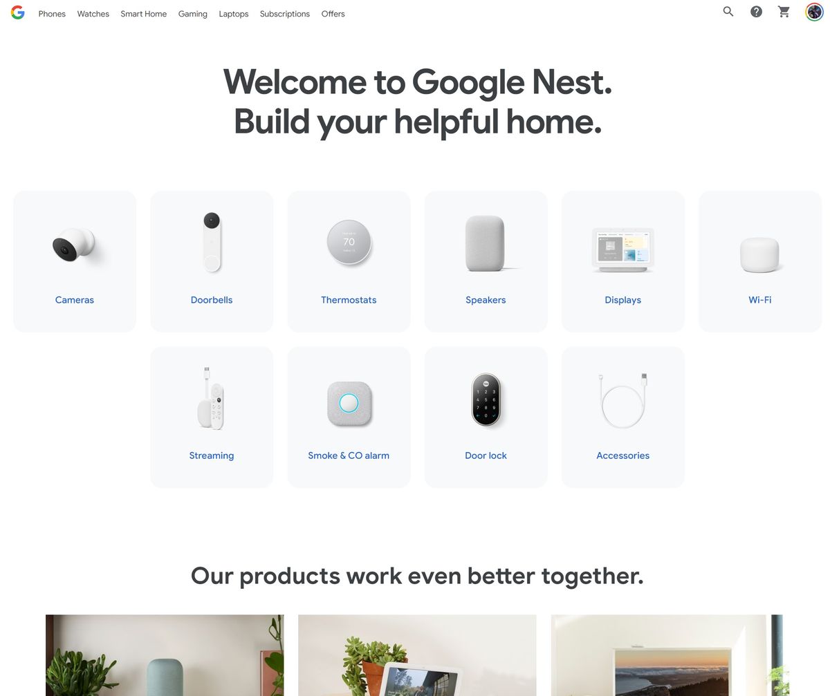 New 2022 Google Store site design