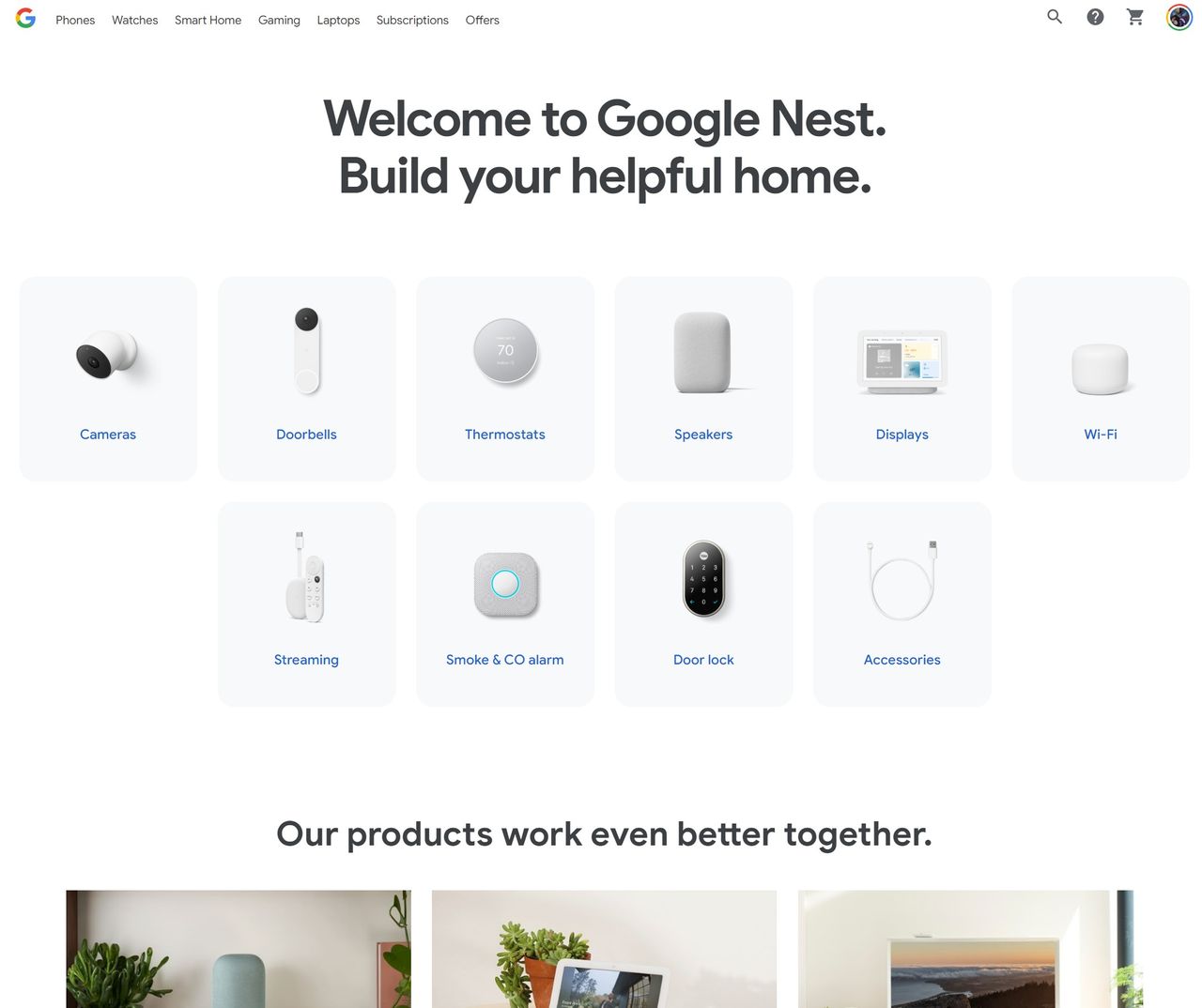 New 2022 Google Store site design
