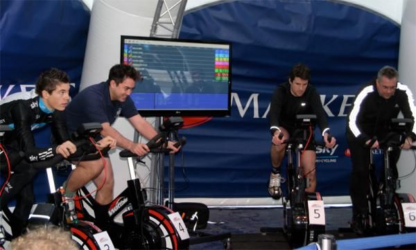 Ben Swift looking slightly concerned during his race against competitors