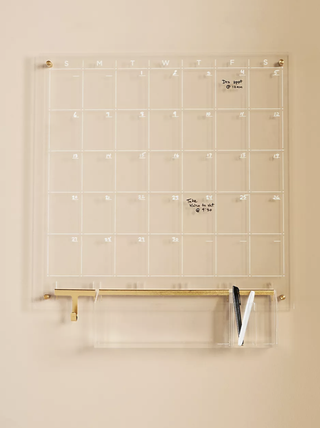 Transparent acrylic monthly wall planner for home office from Anthropologie.