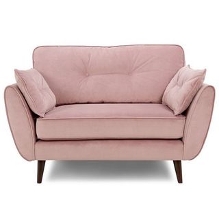 zinc velvet cuddler sofa in blush