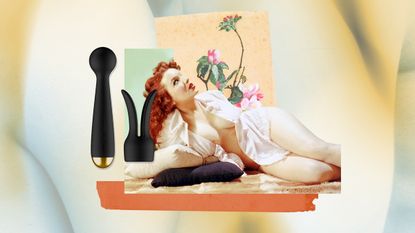 collage of woman with vibrator