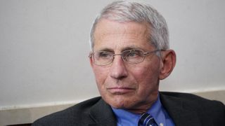 Dr. Anthony Fauci, director of the National Institute of Allergy and Infectious Diseases, listens during a daily briefing on the novel coronavirus at the White House on April 6, 2020, in Washington, D.C.