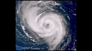 Hurricane Danielle, the first hurricane of the unusually quiet 2022 hurricane season seen by Earth-observing satellite Sentinel 3 on Sept. 4.