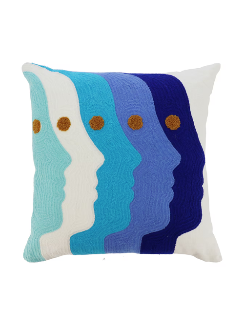 Jonathan Adler X Michaels 18" Blue & White Face Art Embroidered Pillow
