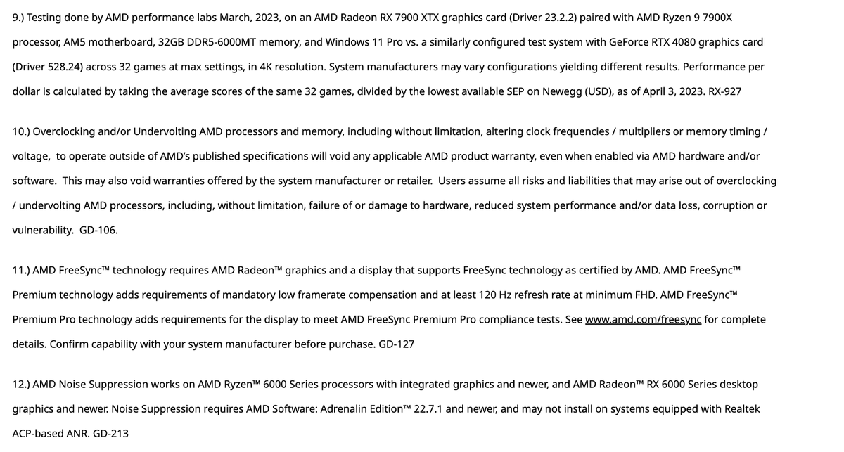 AMD Test Notes