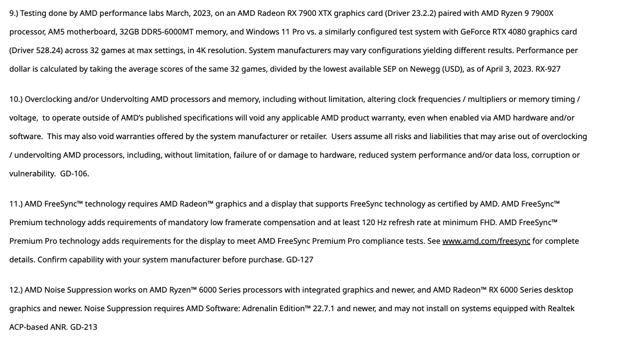 AMD Test Notes