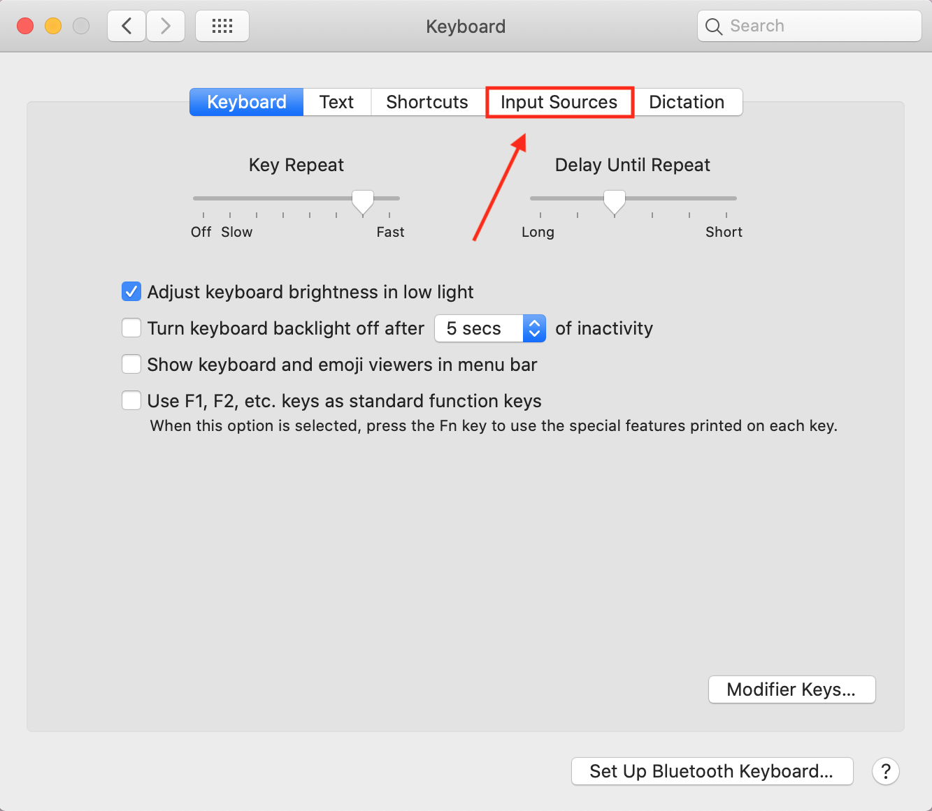 How to change keyboard language on Mac - input sources