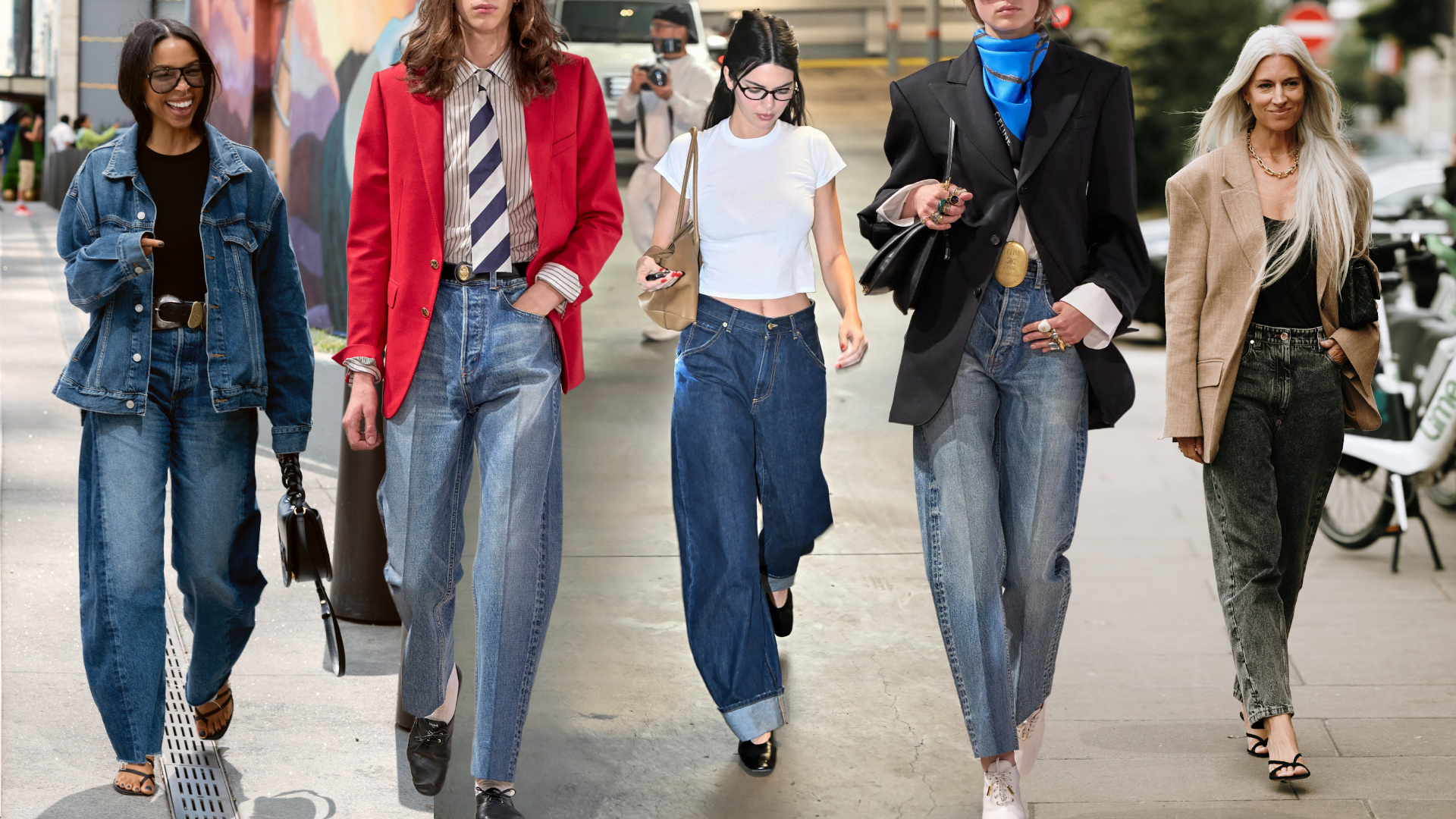 women wearing barrel jeans at Paris Fashion Week, Kendall Jenner, Celine Spring 2026