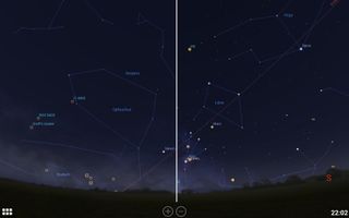 Most sky-charting apps allow the visual magnitudes of the stars to be adjusted to show more or fewer stars. Use this to match your observing conditions. The left-hand panel shows the app configured for a typical suburban sky. To the right, more stars are enabled, as seen under a rural sky.