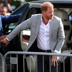 NOTTINGHAM, ENGLAND - SEPTEMBER 09: Prince Harry, Duke of Sussex arrives for a visit to the community recording studio in St. Anns on September 09, 2025 in Nottingham, England. (Photo by Cameron Smith/Getty Images)