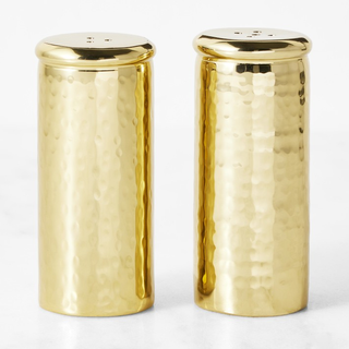 hammered brass salt and pepper shakers