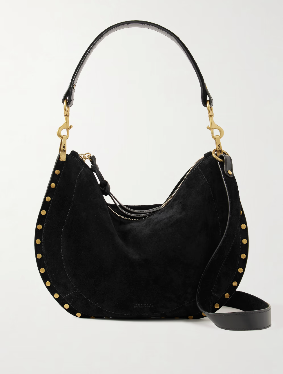 MARANT &amp;Eacute;TOILE, Oskan Soft Leather-Trimmed Studded Suede Shoulder Bag