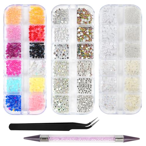 Auyao Nail Art Rhinestones 4200 Pcs Nail Art Gems, Nail Glitter Sequins Nail Decals Crystal Nail Art Rhinestones With Pick Up Tweezers and Rhinestone Picker Dotting Pen for Nails Face Craft(5 Pcs) : Amazon.co.uk: Beauty